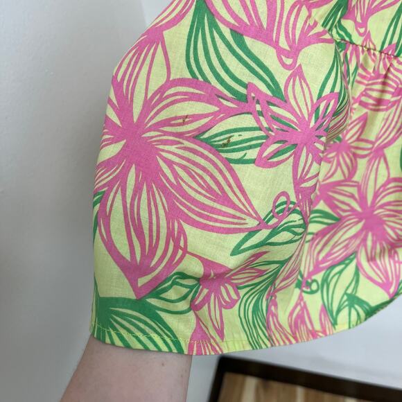 Lilly Pulitzer White Label Tiered Cotton Tropical Floral Pull-On Midi Skirt XS - Picture 9 of 11